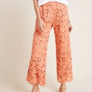NWT Anthropologie Coral Lace Wide-Leg Pants Size 8